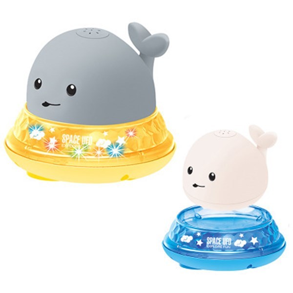 BABIFY Cute Cartoon Whale Floating Spraying Water Bath Toys With Light Music LED Light Baby Toys